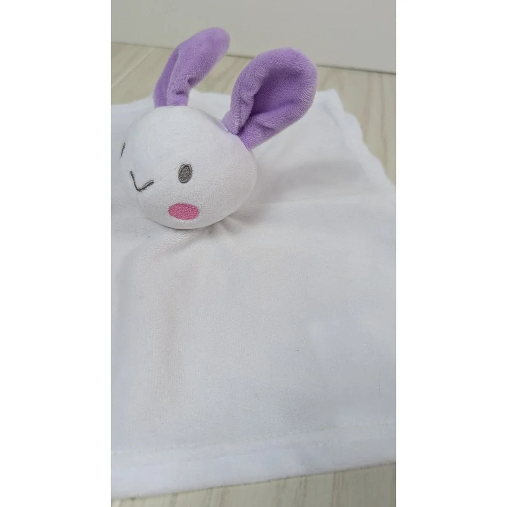 Baby Essentials Security Blanket White Purple Ears Bunny Rabbit Lovey Plush